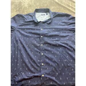 MENS IZOD BIG & TALL Blue Anchor PRINT SHORT‎ SLEEVE SHIRT SIZE 3XLT